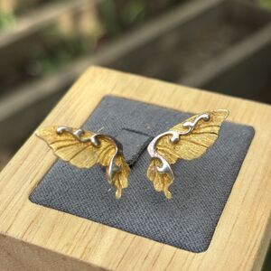 Butterfly Ring S925 Sterling Silver Gold Plated Adjustable Two Tone
